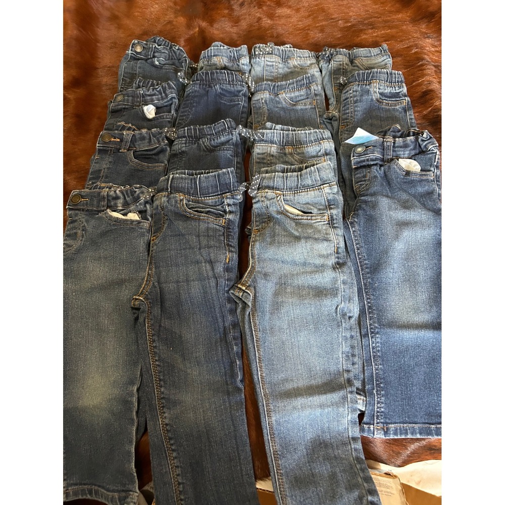 15 Pair Boys Jeans Lot Size 2T 24 Months Jumping Beans Garanimals Denim Blue EUC